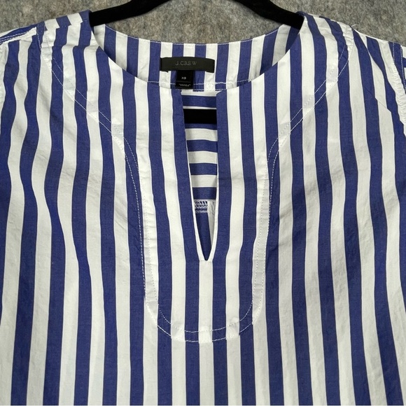 J. Crew Blue & White Striped Classic Preppy Nautical Summer Pop Over Tunic - XS - Picture 4 of 13